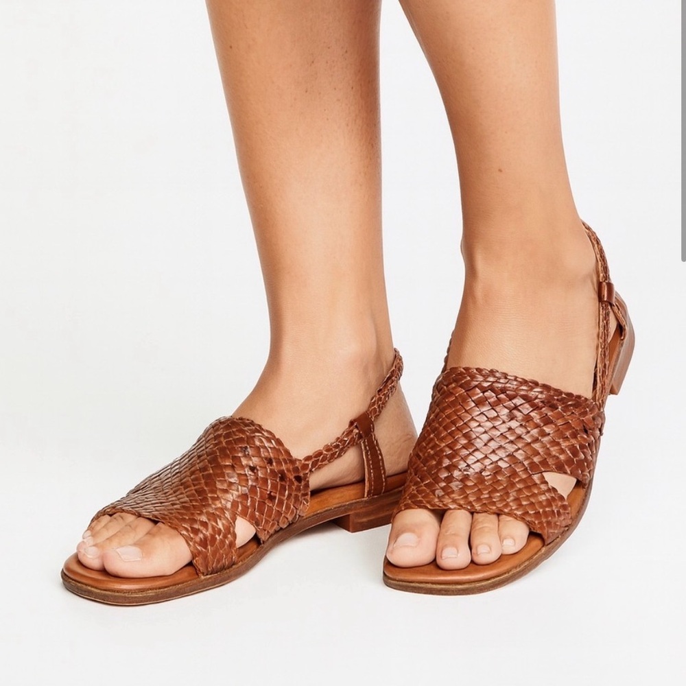 Sesto Meucci Ohanna Camel Woven Leather Slingback Sandals 7.5 Made in Italy - Picture 9 of 9